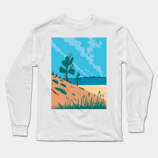 Indiana Dunes National Park  in Northwestern Indiana United States WPA Poster Art Color Long Sleeve T-Shirt